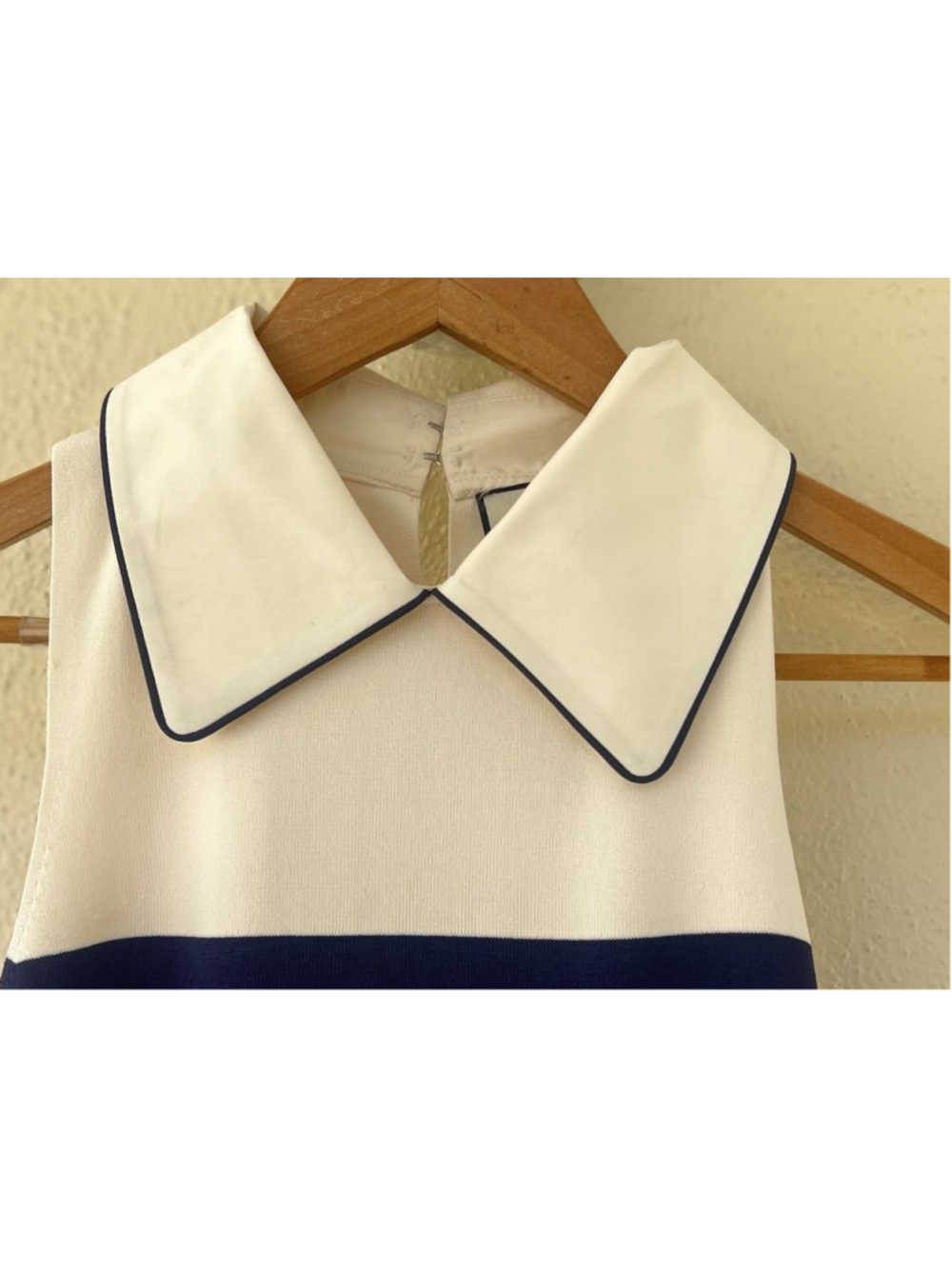Tuckernuck Ivory Stripe Marina Midi Dress Medium Collared Coastal Nautical Prep - Picture 6 of 10